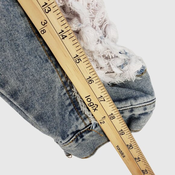 American Bazi Womens Cropped Distressed Denim Jacket Sz S - Picture 12 of 13